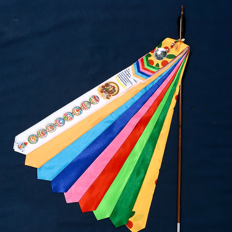Buddha Stones Tibetan Eight Auspicious Symbols Lucky Arrow Home Decoration Prayer Flag TIBETAN PRAYER FLAGS buddhastoneshop 1