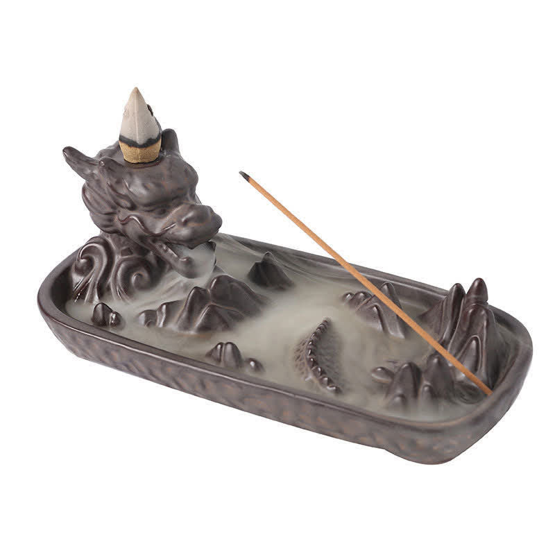 Buddha Stones Dragon Mountain Strength Ceramic Incense Burner Decoration Incense Burner BS 10