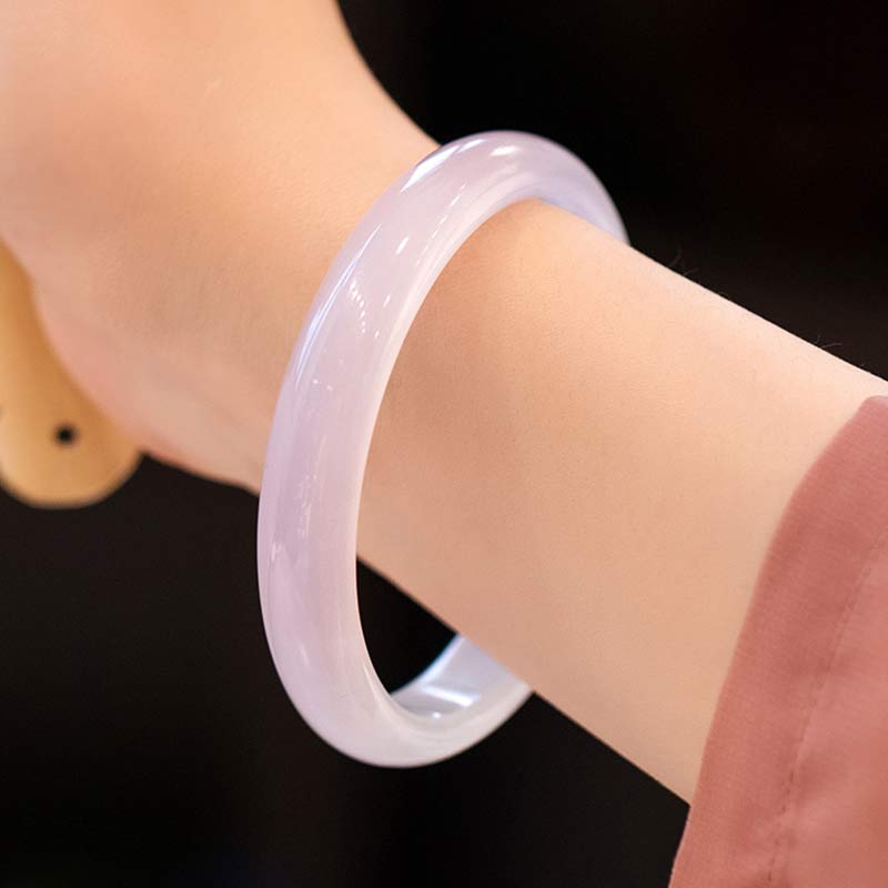 Buddha Stones Natural Chalcedony Harmony Positive Bracelet Bangle Bracelet Bangle BS Purple 64mm