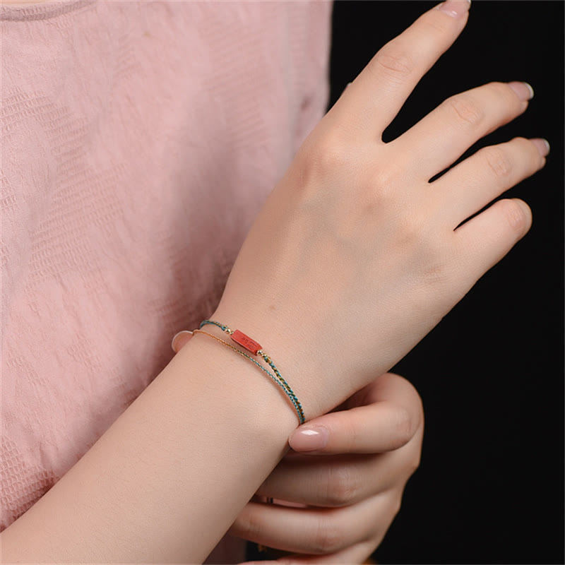 Buddha Stones Handmade Cinnabar As One Wishes Blessing Braid Double Layer Bracelet Bracelet BS 7