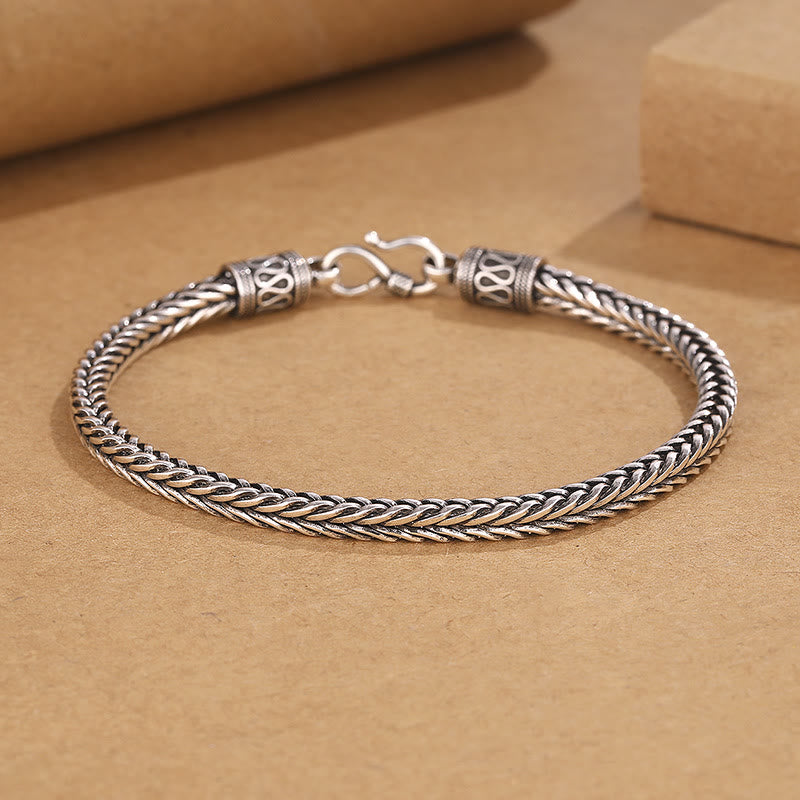 Buddha Stones Vintage Dragon Keel Braided Twisted Design Wealth Buckle Bracelet Bracelet BS 22cm