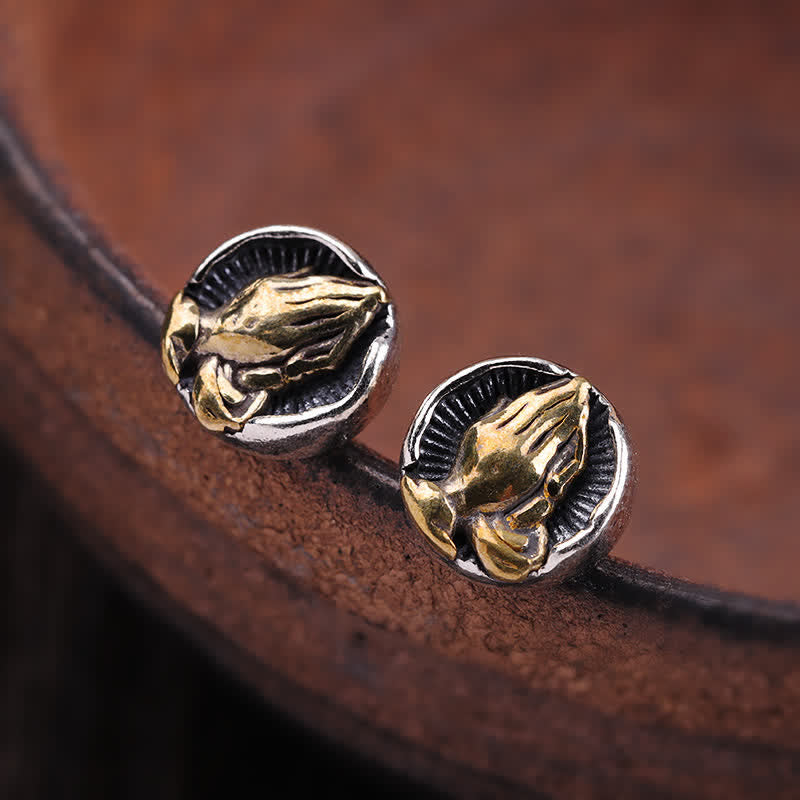 Buddha Stones 925 Sterling Silver Namaste Equality Stud Earrings Earrings BS 4