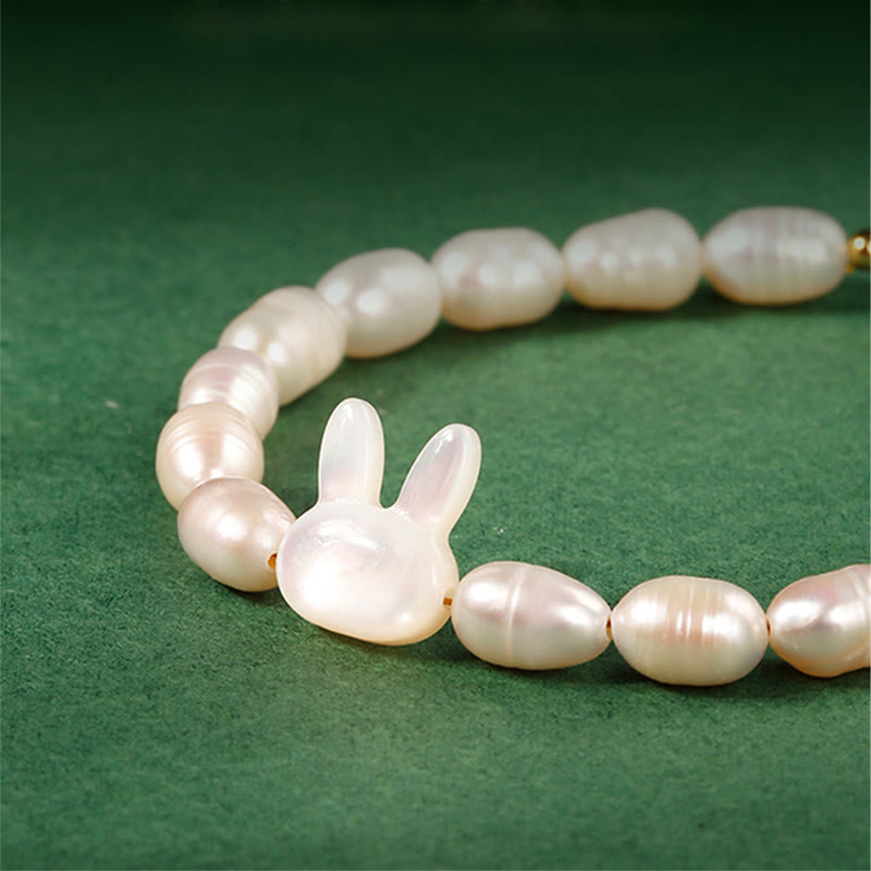 Buddha Stones Natural Pearl Cute Rabbit Sincerity Bracelet Bracelet BS 2
