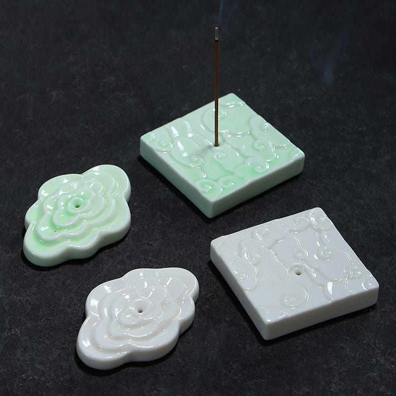 Buddha Stones Mini Auspicious Clouds Design Healing Stick Ceramic Small Incense Burner Decoration Incense Burner BS 1