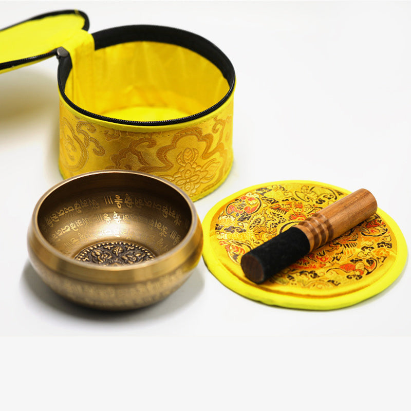 Buddha Stones Tibetan Sound Bowl Handcrafted for Yoga Mindfulness and Meditation Singing Bowl Set Singing Bowl buddhastoneshop main