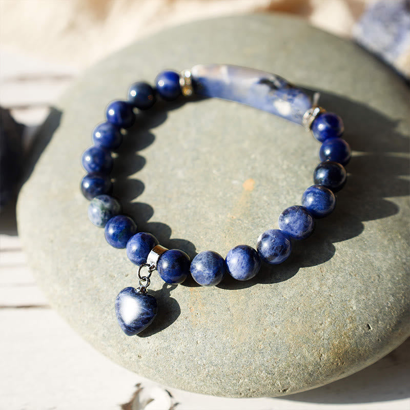 Foviel Natural Quartz Love Heart Healing Beads Bracelet