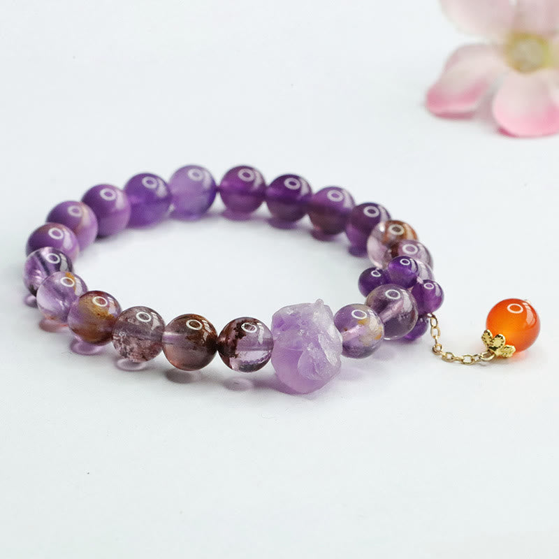 Buddha Stones Natural Amethyst Purple Phantom Gemstone Spiritual Awareness Bracelet Bracelet BS 5