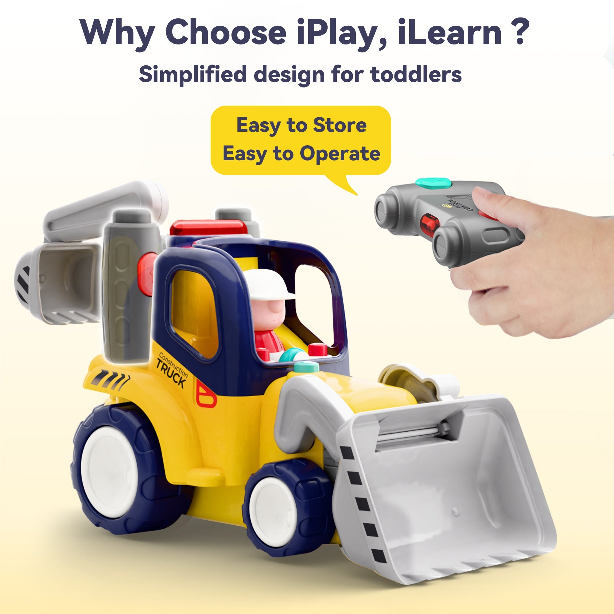Fidtoy RC Construction Truck Toy with Lights and Sounds for Toddlers