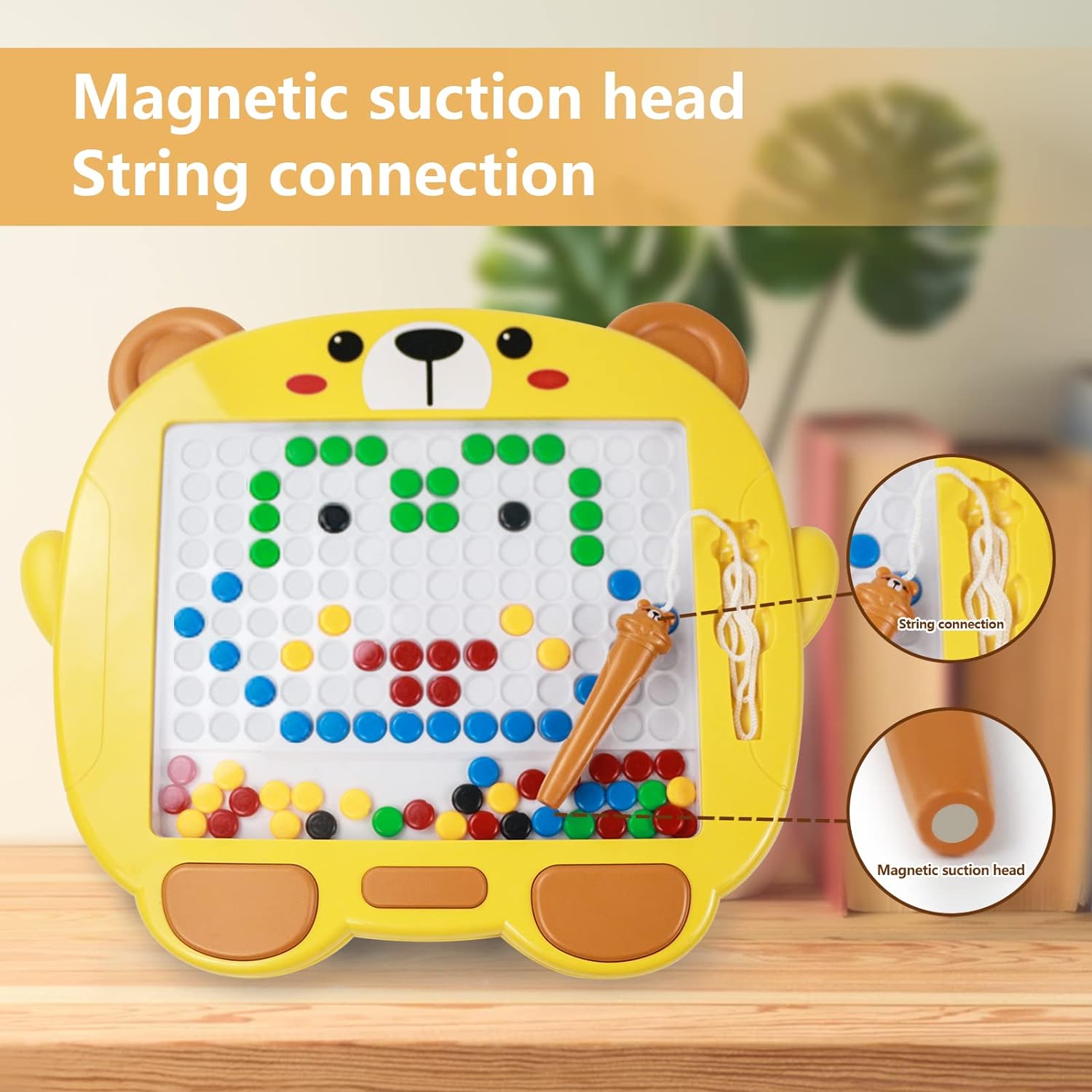 Fidtoy Magnetic Drawing Board for Kids | Plastic Magnetic Bead Doodle Board, 20 Pattern Cards, Magnetic Pen, Color Recognition, Fine Motor Skills & Travel Quiet Toy Age 3-6
