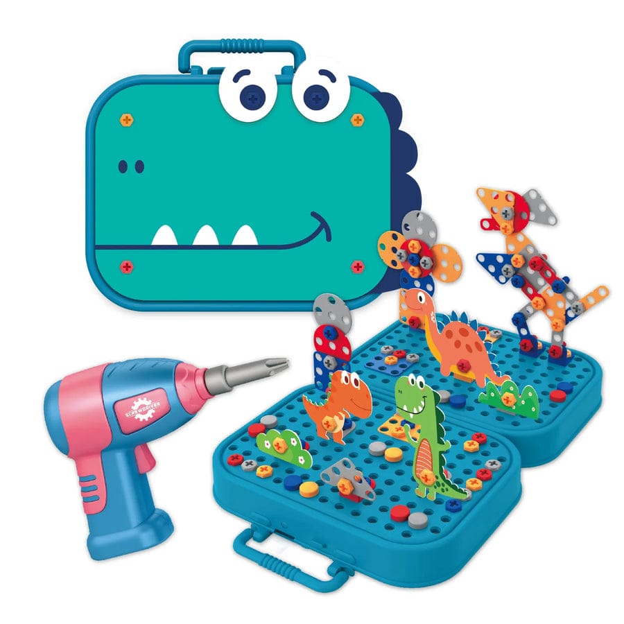 Kit creativo de dinosaurios DIY 5 en 1 con taladro eléctrico y tornillos 3D - 57A