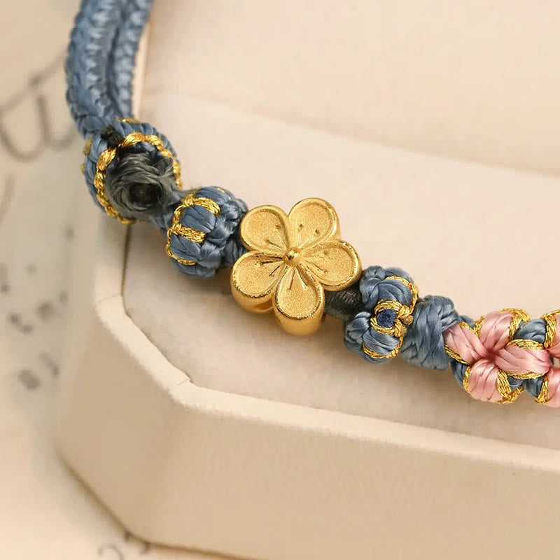 Buddha Stones Peach Blossom Design Wealth String Bracelet Bracelet BS 4