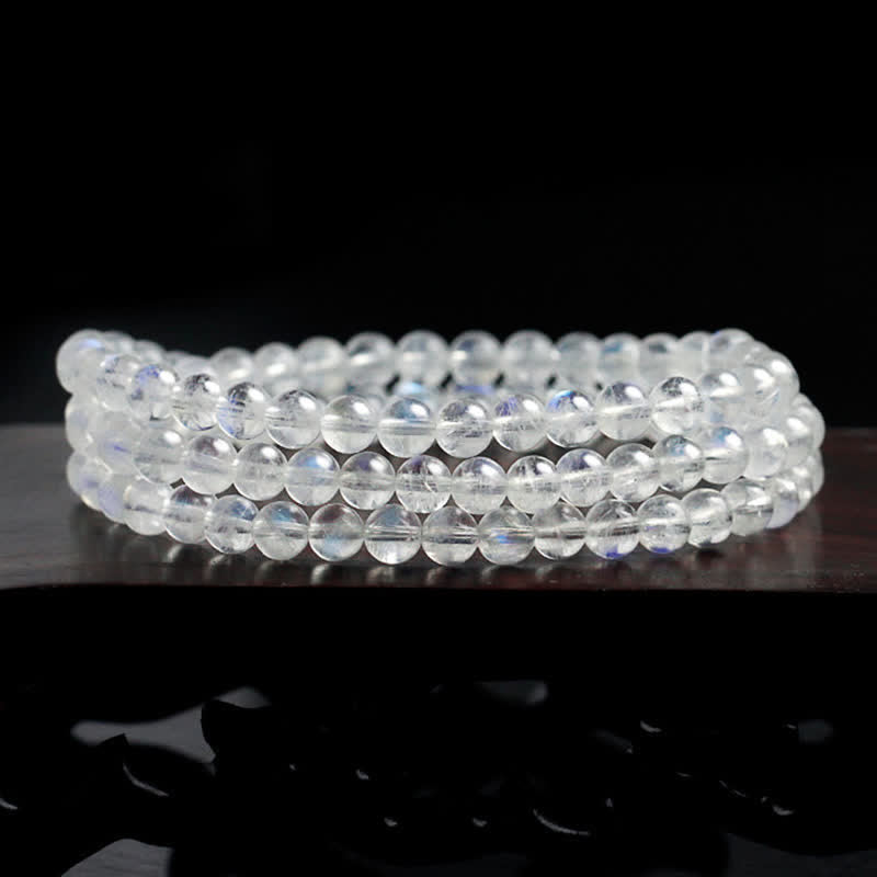 Buddha Stones Moonstone Healing Positive Bracelet Bracelet Mala BS 3
