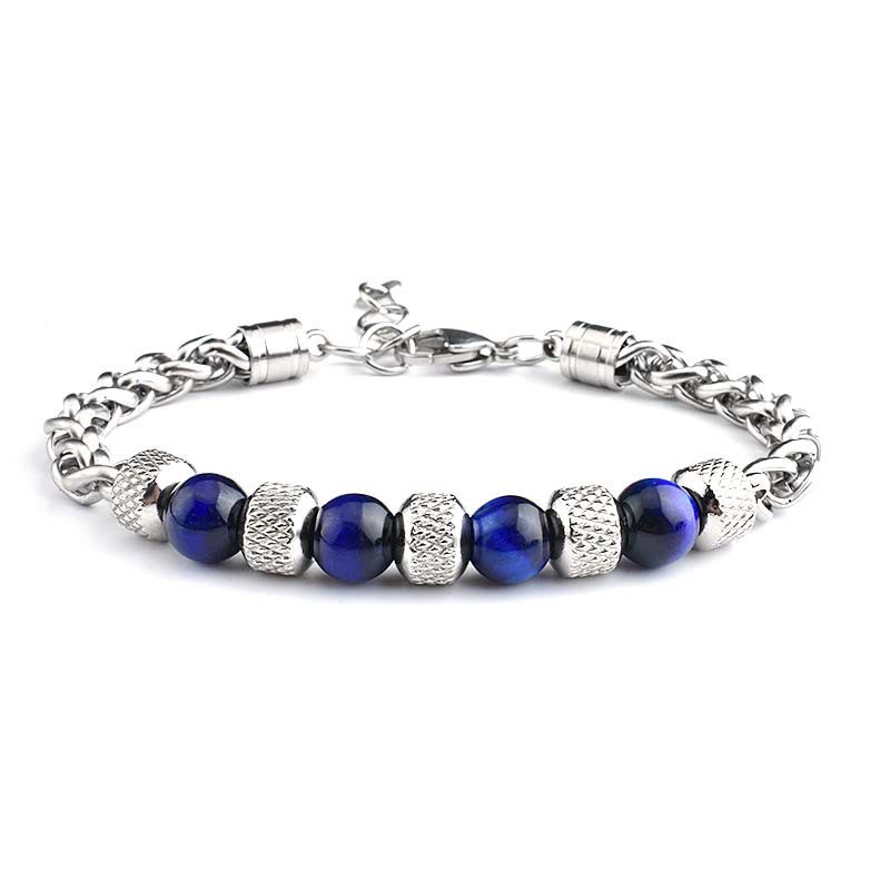 Buddha Stones Black Onyx Tiger Eye Bead Courage Bracelet Bracelet BS Blue Tiger Eye 8mm