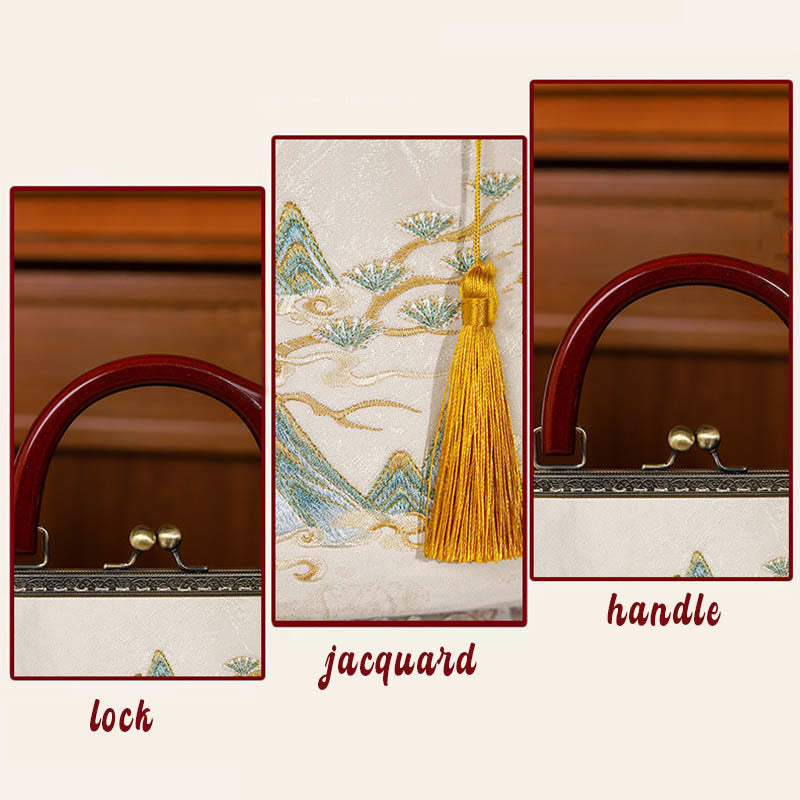 Buddha Stones Landscape Painting Jacquard Handbag Crossbody Bag Crossbody Bag&Handbags BS 4