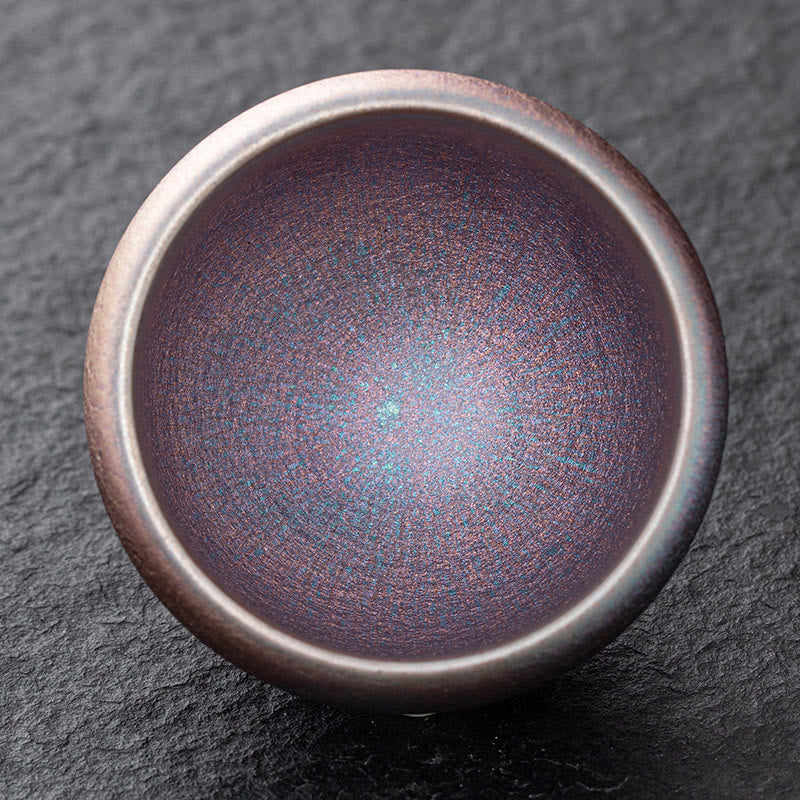 Buddha Stones Vintage Purple Rainbow Chinese Jianzhan Kiln Change Porcelain Teacup Kung Fu Tea Cup Jian Zhan Tea Cup BS 9cm*6cm*140ml