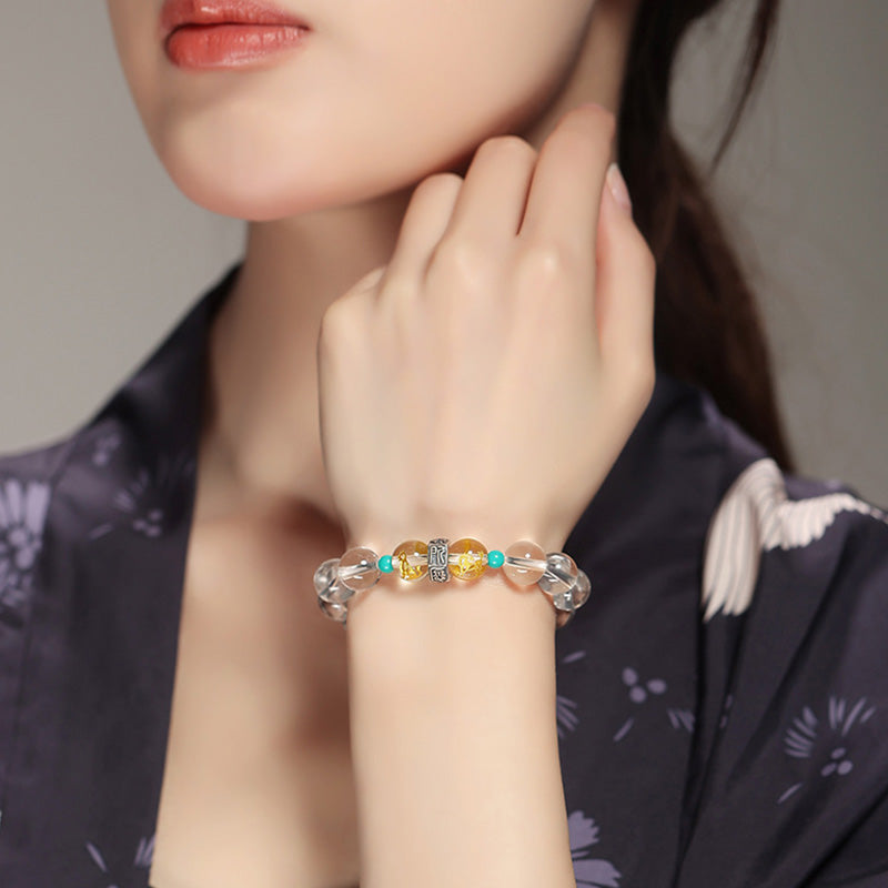 Buddha Stones 925 Sterling Silver Chinese Zodiac Natal Buddha Auspicious Groups White Crystal Hetian Jade Healing Bracelet Bracelet BS 10