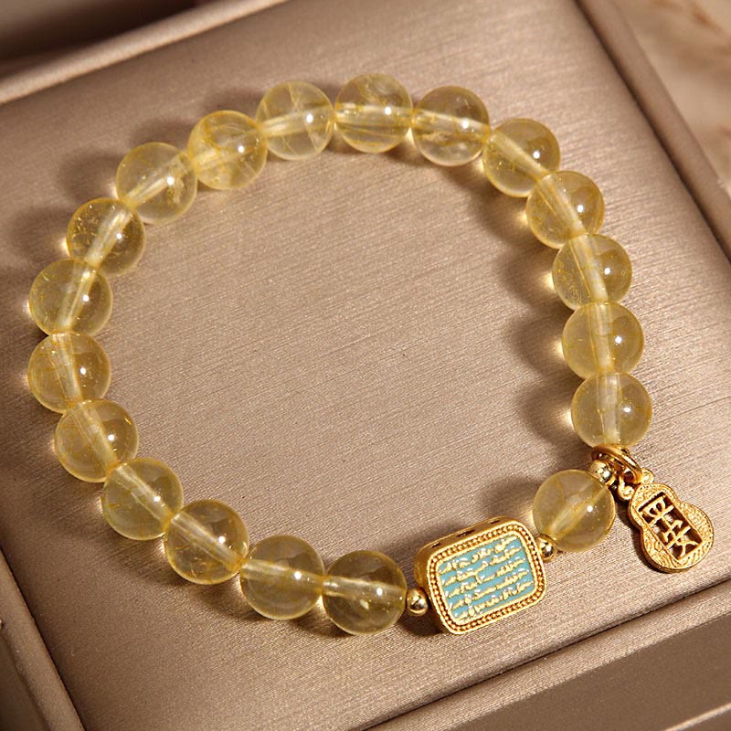 Buddha Stones Natural Citrine Five Scriptures Generosity Bracelet Bracelet BS 4