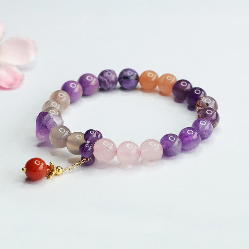 Buddha Stones Natural Amethyst Crystal Inner Peace Healing Bead Charm Bracelet Bracelet BS 5