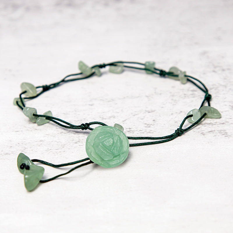 Buddha Stones Amethyst Pink Crystal Green Aventurine Rose Inner Peace Healing Anklet Anklet BS 18