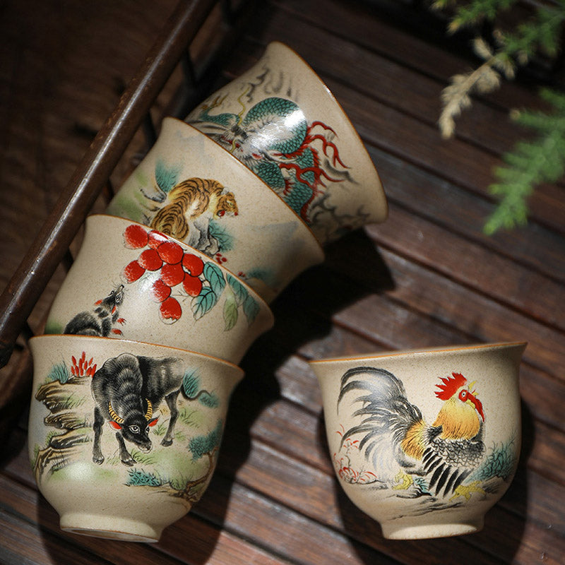 Buddha Stones 12 Chinese Zodiac Ceramic Teacup Kung Fu Tea Cup 130ml Cup BS 1