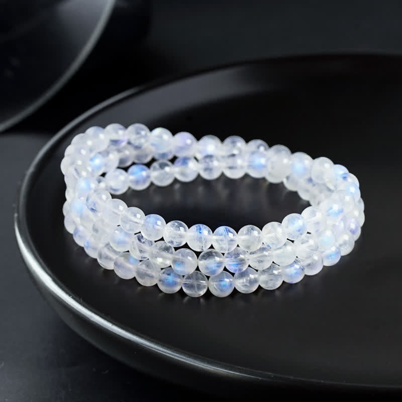 Buddha Stones Moonstone Healing Positive Bracelet Bracelet Mala BS 1