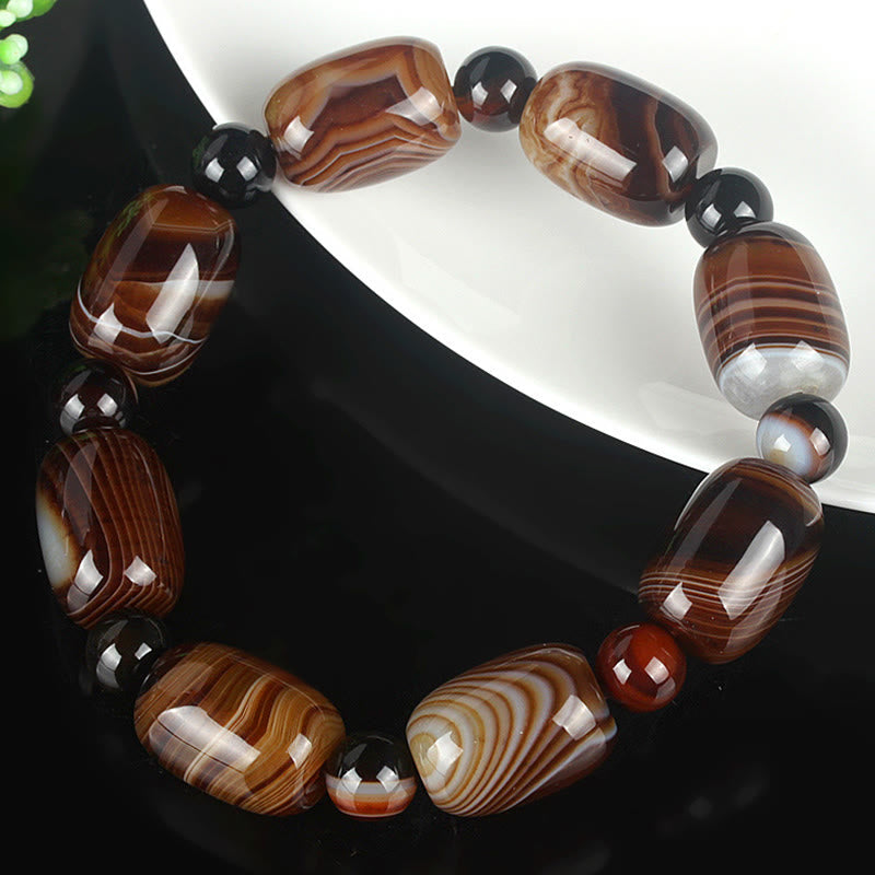 Buddha Stones Natural Sardonyx Courage Happiness Bracelet Bracelet BS Sardonyx(Calm♥Happiness)(Wrist Circumference 14-18cm)