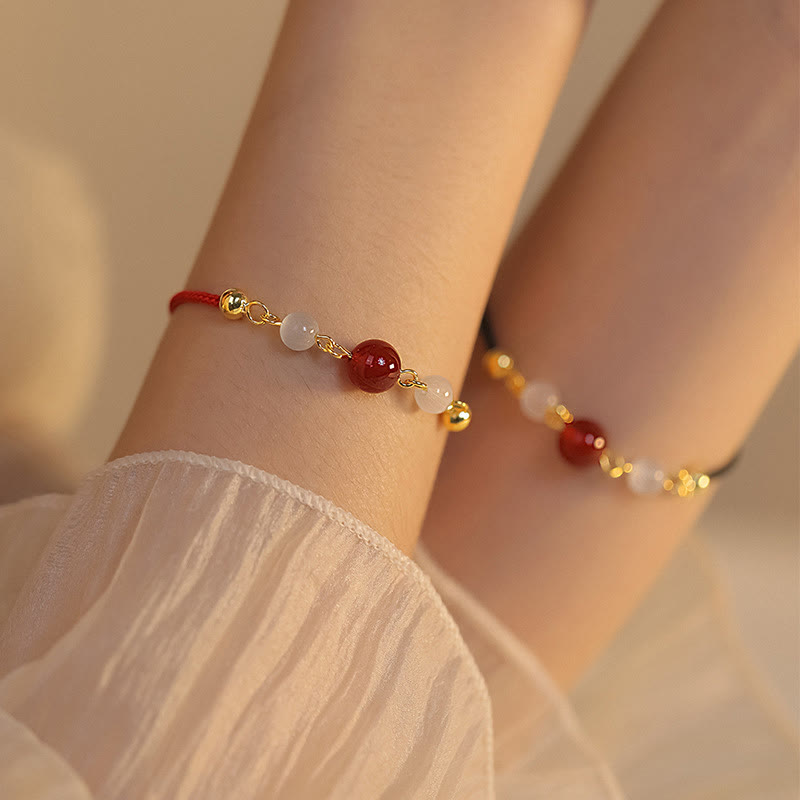 Buddha Stones Red Agate Cat Eye Braided String Confidence Bracelet Bracelet BS 9