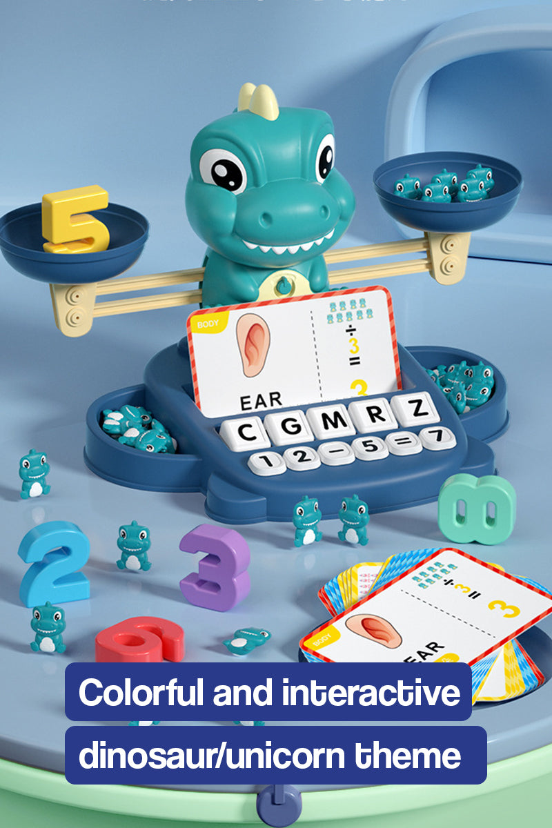 Juego de mesa educativo de dinosaurios y unicornios