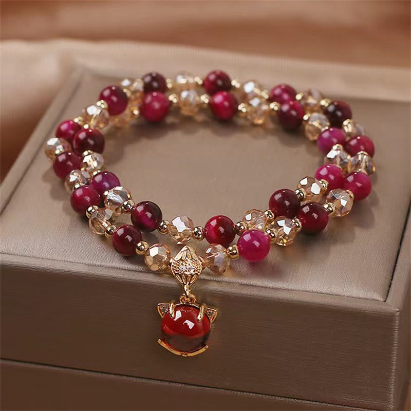 Buddha Stones Red Tiger Eye Fox Protection Double Wrap Bracelet Bracelet BS 2