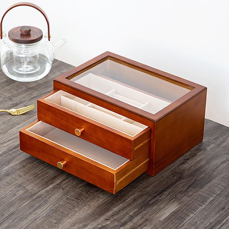 Buddha Stones Retro Solid Wood Jewelry Box Jewelry Storage Box With Drawer Jewelry Box BS 2