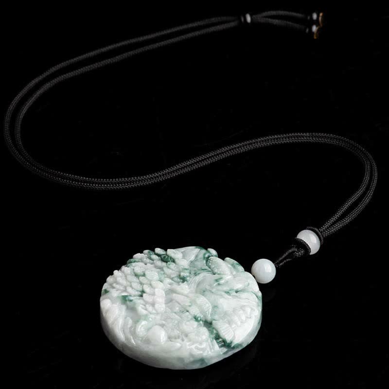 Buddha Stones Mountain Landscape Jade Abundance String Necklace Necklaces & Pendants BS 7