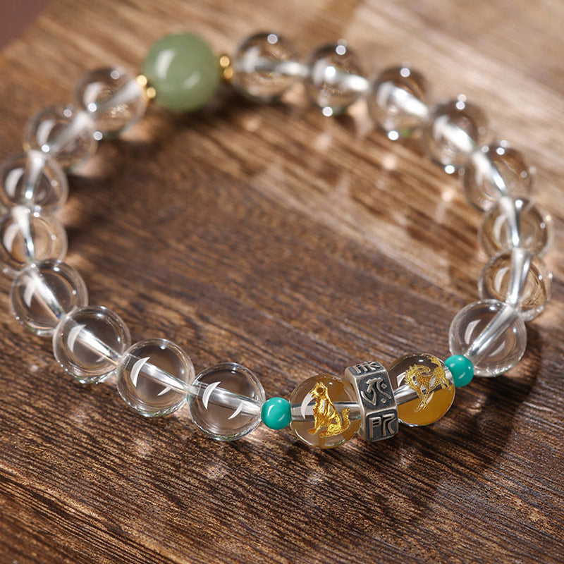 Buddha Stones 925 Sterling Silver Chinese Zodiac Natal Buddha Auspicious Groups White Crystal Hetian Jade Healing Bracelet Bracelet BS Pig Auspicious Groups: Pig/Rabbit/Goat 10mm(Wrist Circumference 14-16cm)