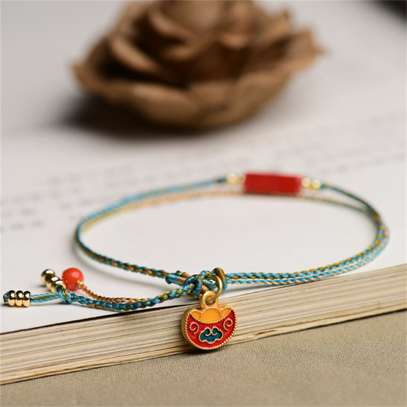 Buddha Stones Handmade Cinnabar As One Wishes Blessing Braid Double Layer Bracelet Bracelet BS 3