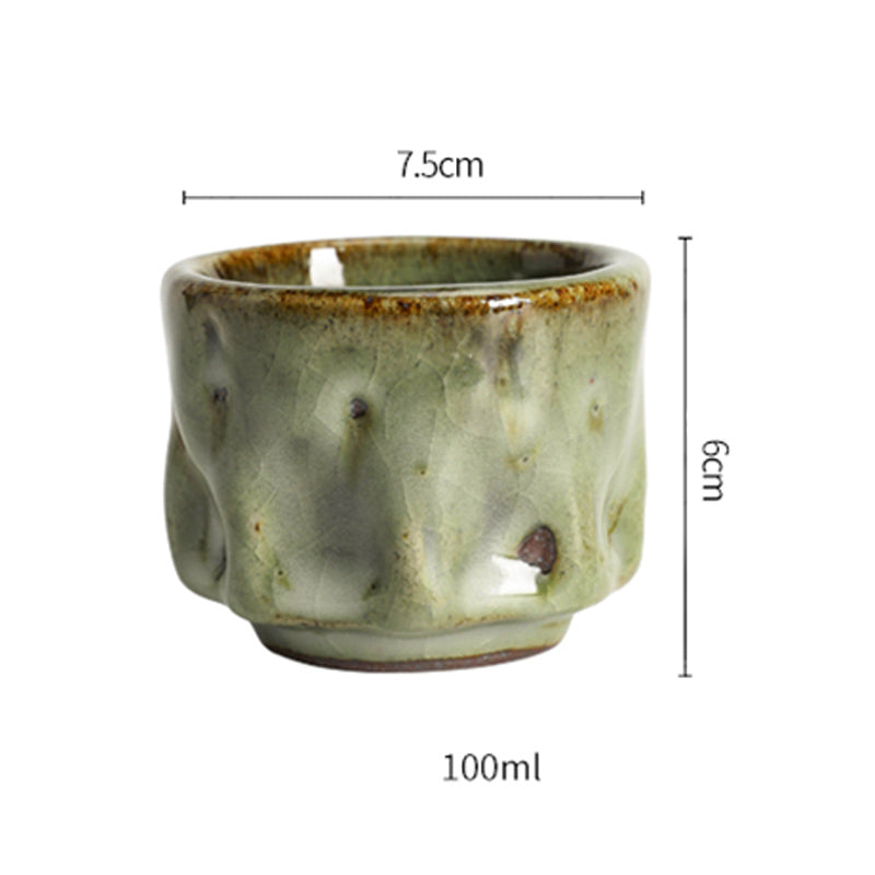 Buddha Stones Handcrafted Simple Cracked Ice Texture Chinese Jianzhan Ceramic Teacup Kung Fu Tea Cup Jian Zhan Tea Cup BS 11