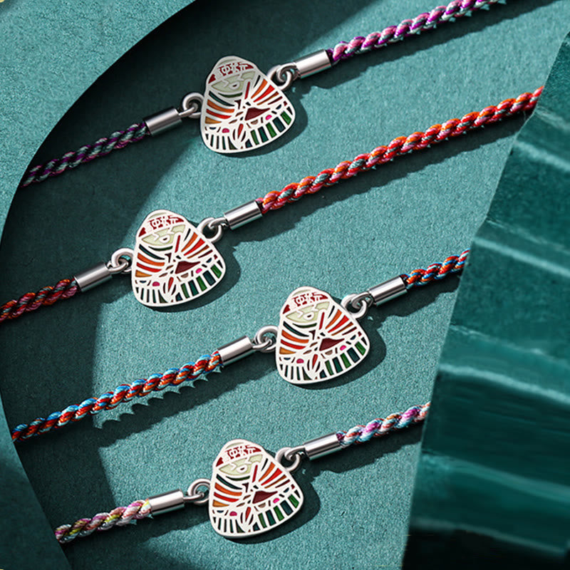 Buddha Stones 925 Sterling Silver Zongzi Pattern Luck Multicolored Handcrafted Bracelet Bracelet BS 2