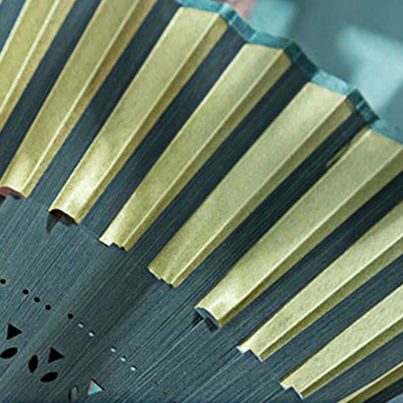 Buddha Stones Gradient Handheld Silk Bamboo Folding Fan