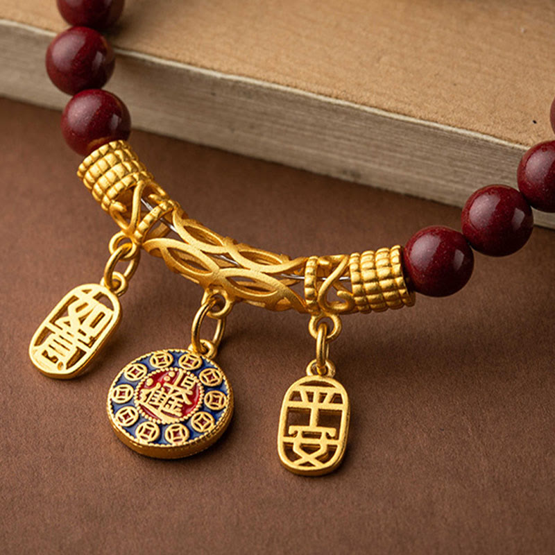 Buddha Stones Natural Cinnabar Wish Ruyi Peace Blessing Car Hanging Decoration Car Hanging Decoration BS 10