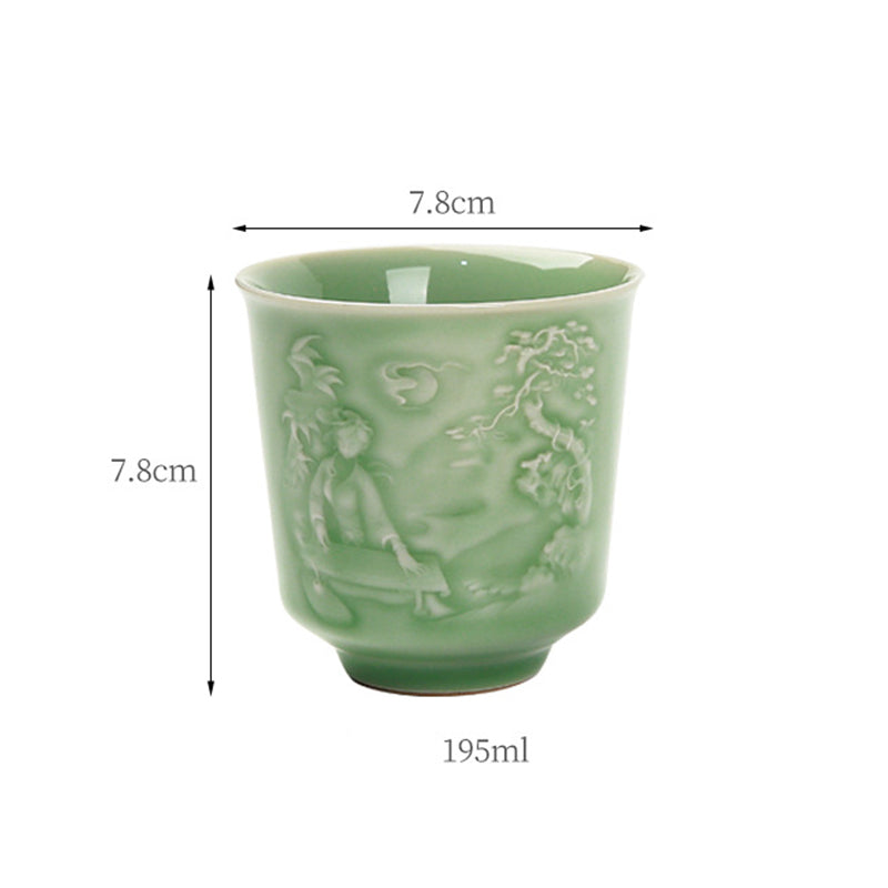 Buddha Stones Trees Pavilion Mountains Rivers Pine Ceramic Teacup Kung Fu Tea Cup Cup BS 10