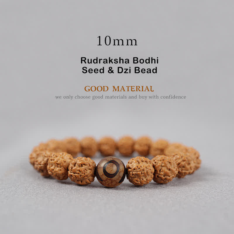 Buddhastoneshop Tibet Rudraksha Bodhi Seed Dzi Bead Amber Turquoise Wealth Bracelet