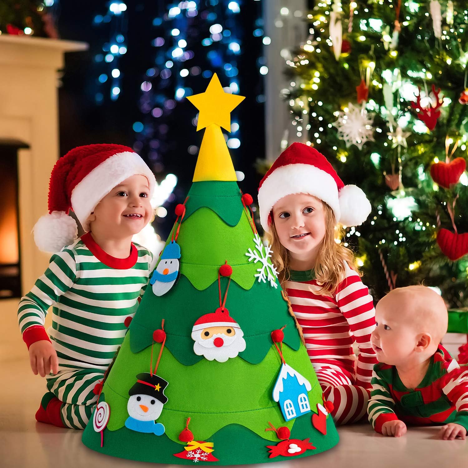 Árbol de Navidad de fieltro DIY Fidtoy – Decoración navideña interactiva para niños
