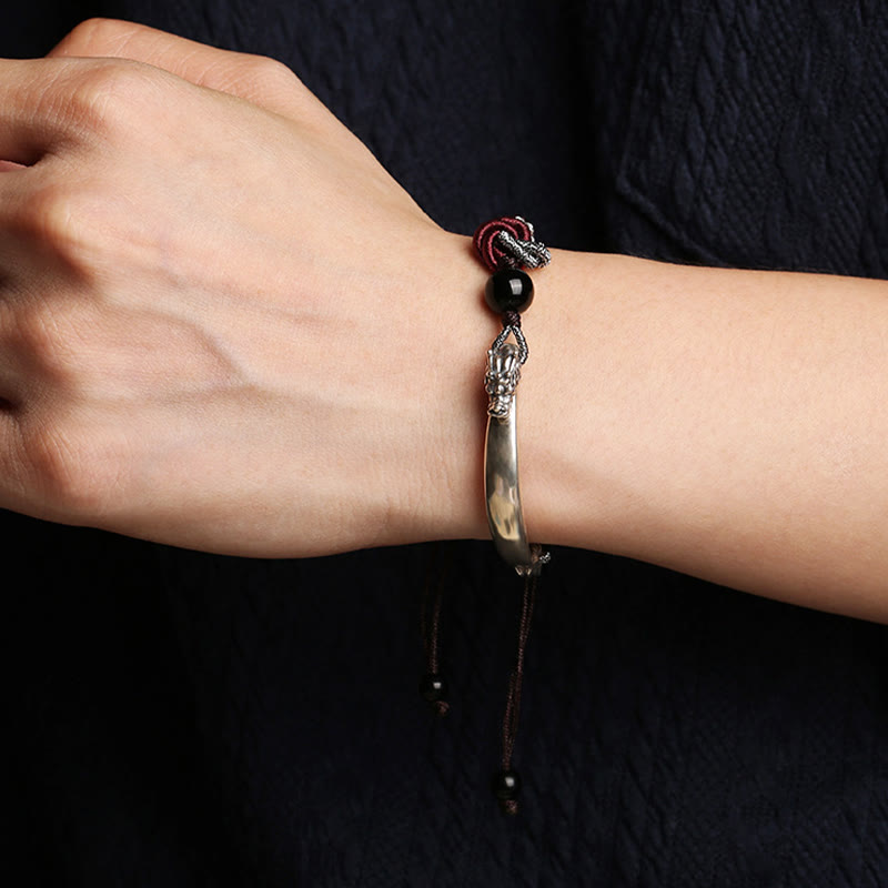 Buddha Stones 925 Sterling Silver Auspicious Dragon Success Handcrafted Braided Bracelet - image 8