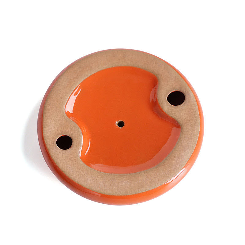 Buddha Stones Persimmon Ceramic Meditation Healing Incense Burner Incense Holders Incense Burner BS 12