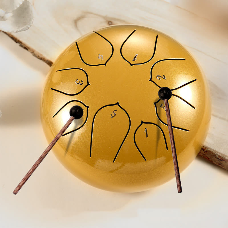 Buddha Stones Steel Tongue Drum Sound Healing Meditation Lotus Pattern Drum Kit 8 Note 6 Inch Percussion Instrument Tongue Drum BS 19