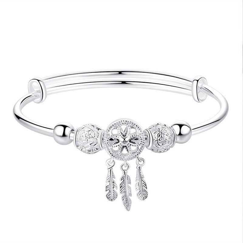 Buddha Stones Tibetan White Copper Blessing Dream Catcher Charm Bracelet Bracelet BS 11