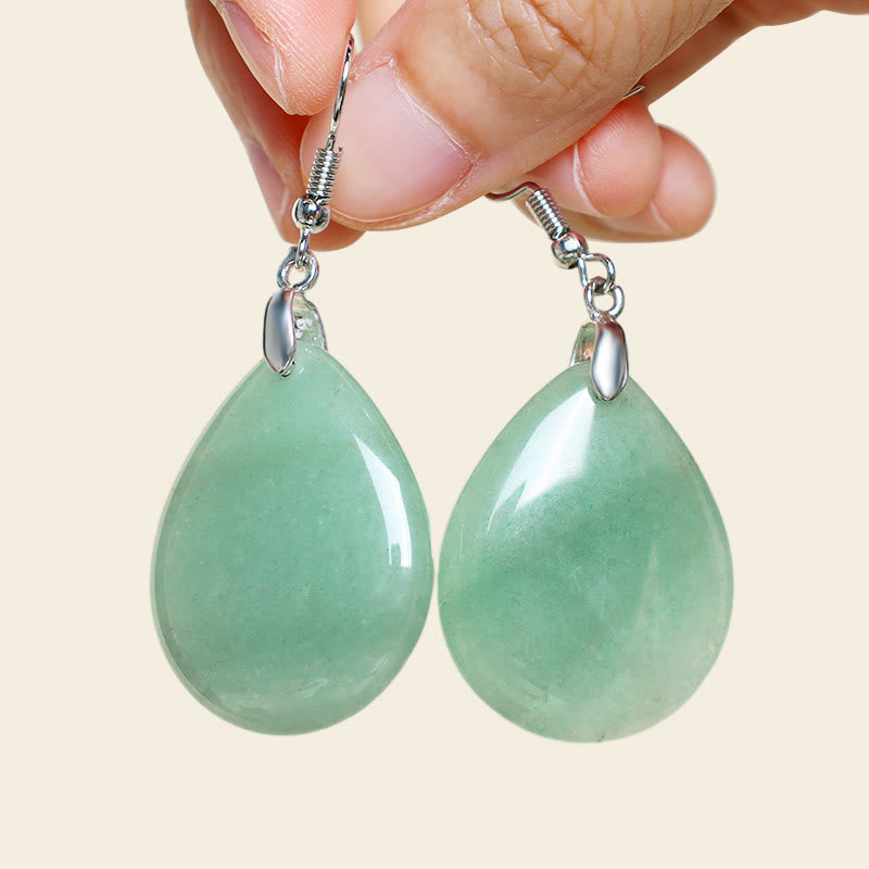 Buddha Stones Natural Aventurine Dangle Healing Drop Earrings Earrings BS 1