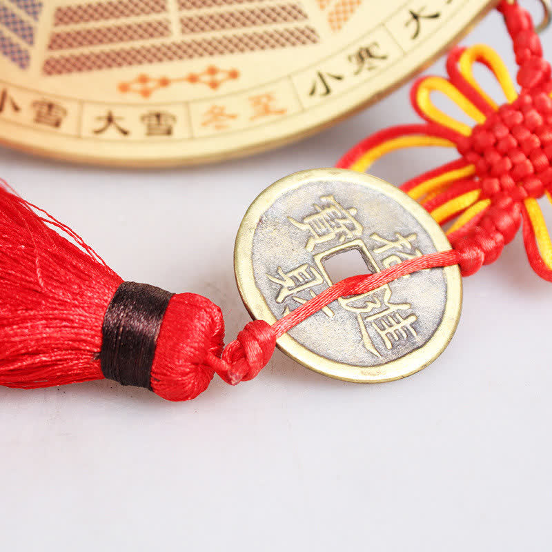 Buddha Stones Feng Shui Bagua Map Copper Coin Chinese Knotting Balance Energy Map Bagua Map BS 22