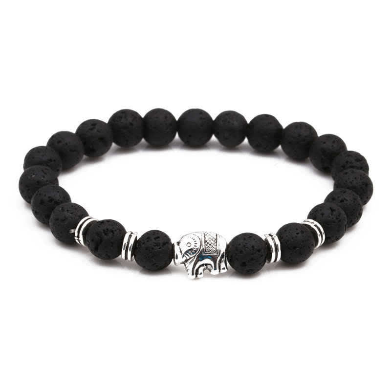 Buddha Stones Lava Rock Tiger Eye Stone Elephant Diffuser Peace Healing Bracelet Bracelet BS Lava Rock