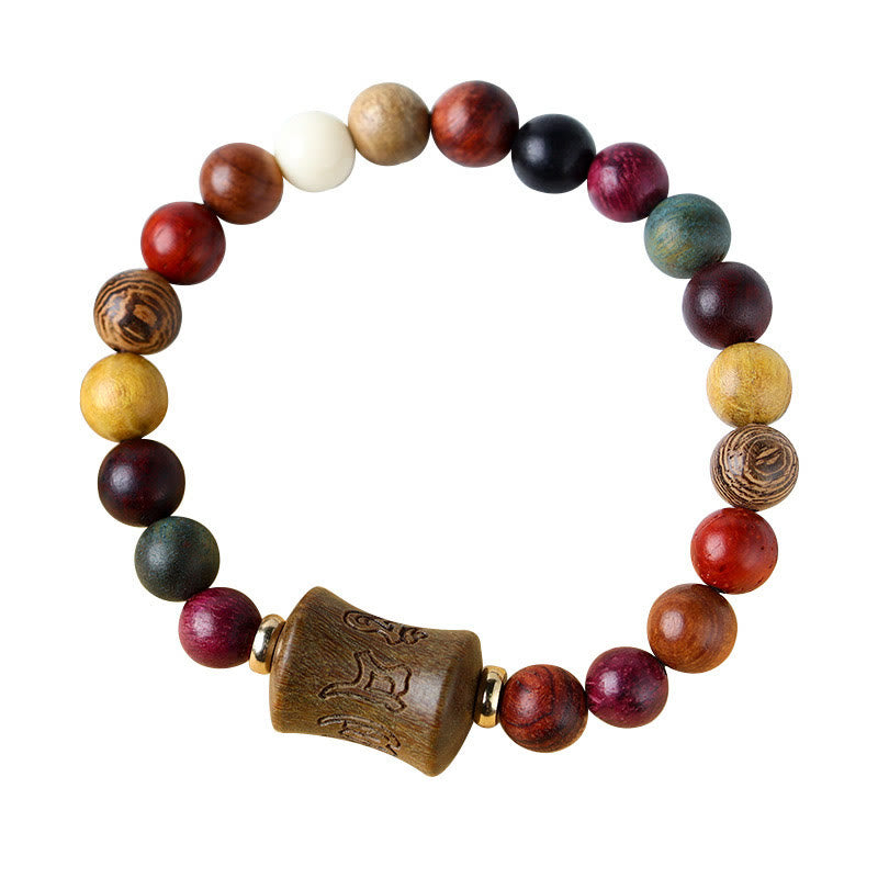 Buddha Stones Tibet Multicolored Sandalwood Om Mani Padme Hum Protection Bracelet Bracelet BS 13