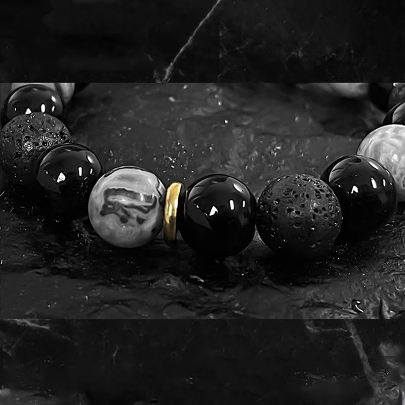 FREE Today: Transmute Negative Energy Black Obsidian Lava Rock Stone Yin Yang Strength Bracelet FREE FREE 6