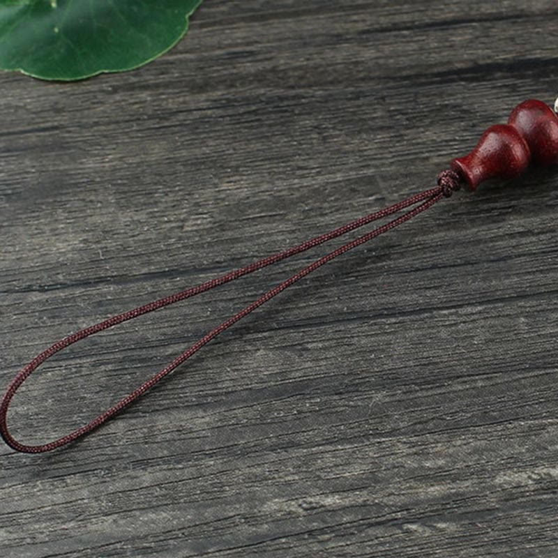 Buddha Stones Green Sandalwood Ebony Wood Gourd Seven Layer Pagoda Positive Phone Hanging Decoration Phone Hanging Decoration BS 13